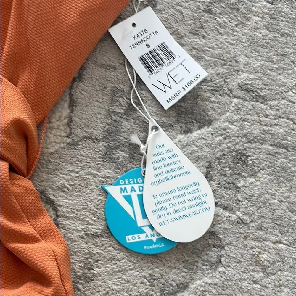 Orange One Piece Swimsuit with Deep V-Neck and High-Cut Legs